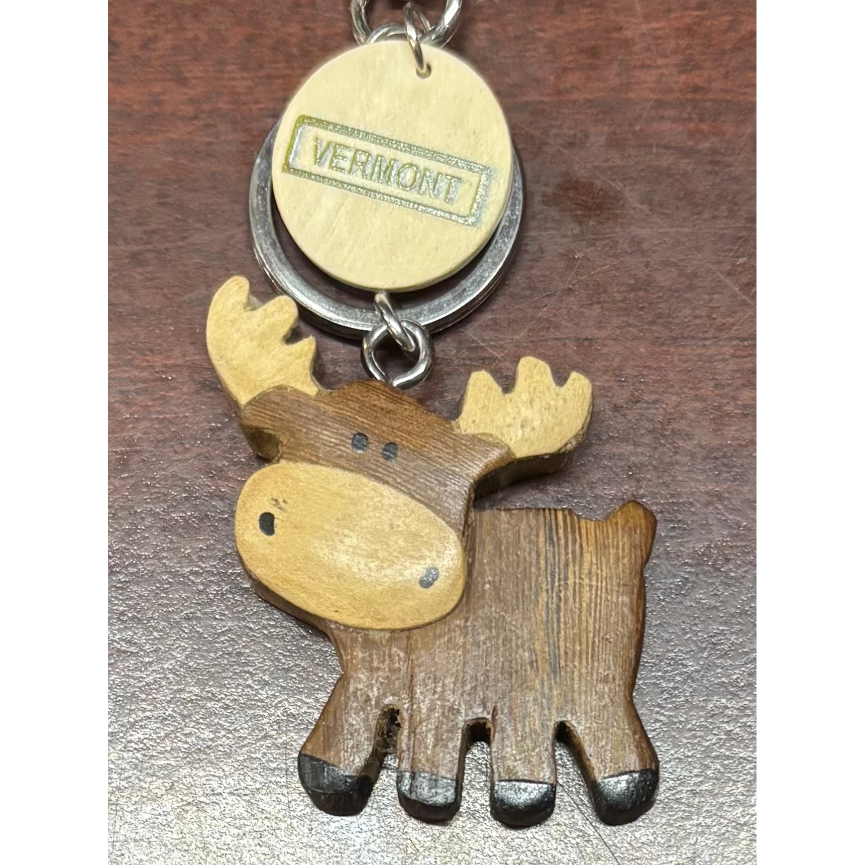 VT Wooden Moose Keychain
