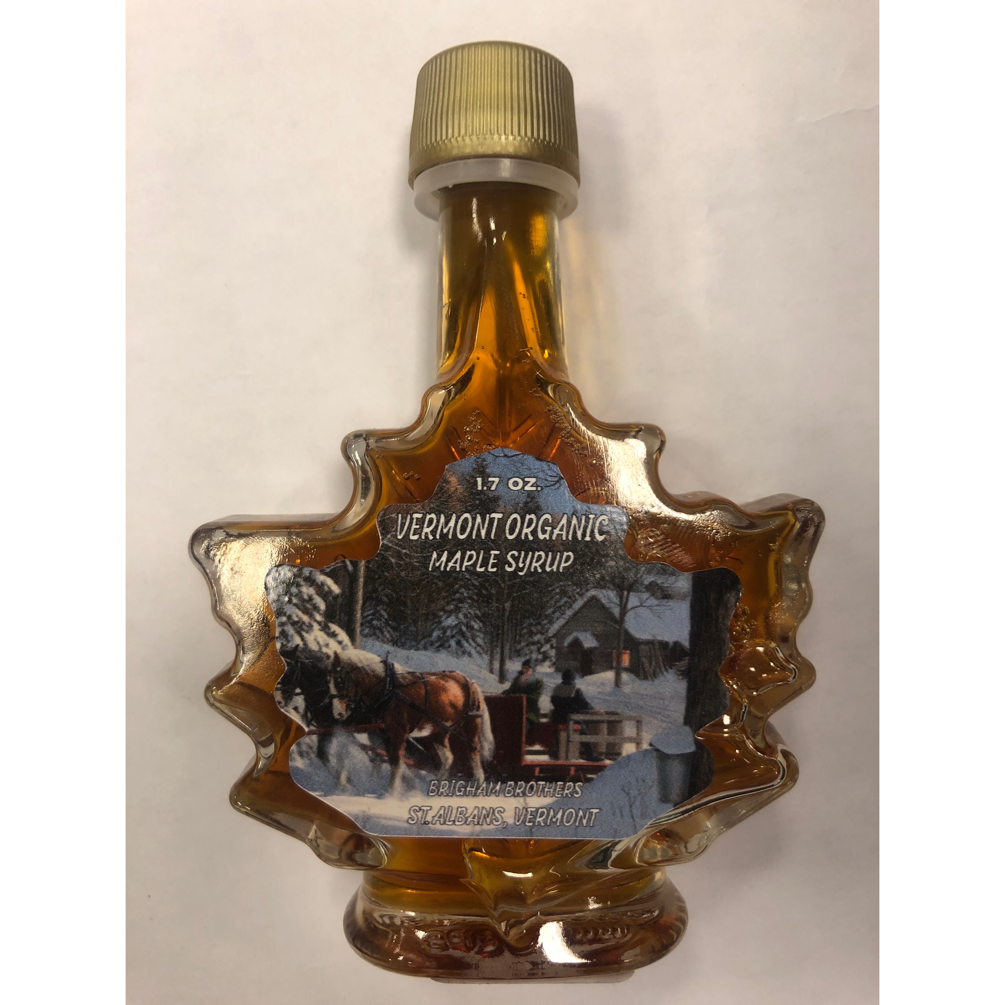Brigham Brothers Maple Syrup Organic VT Maple Syrup Glass Leaf (1.7)