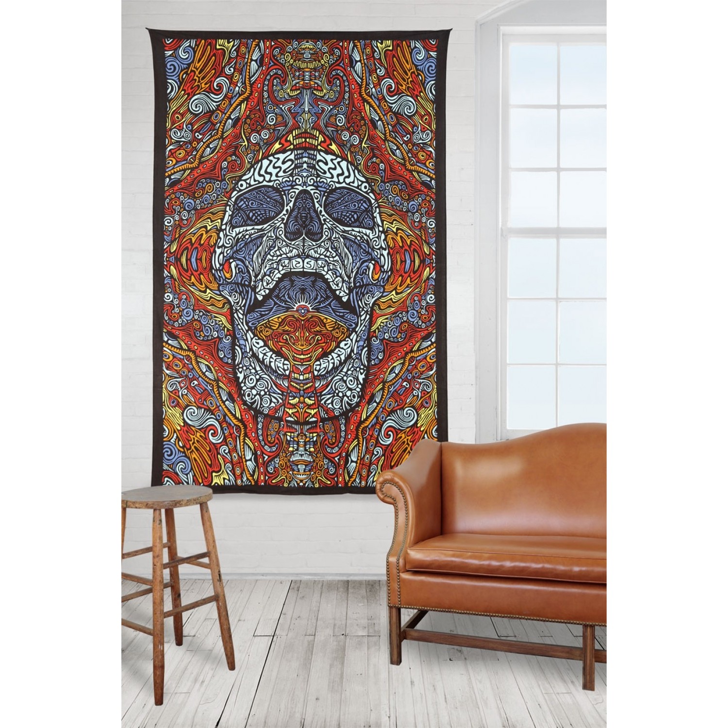 3D Mindful Skull Tapestry