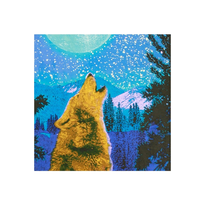 3D Wolf Glow Tapestry