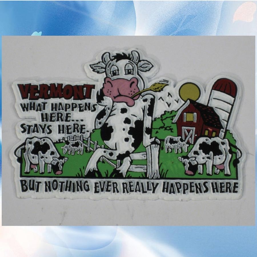 Vermont Illustrating What Happens Here Stays Here Magnet (Cow)