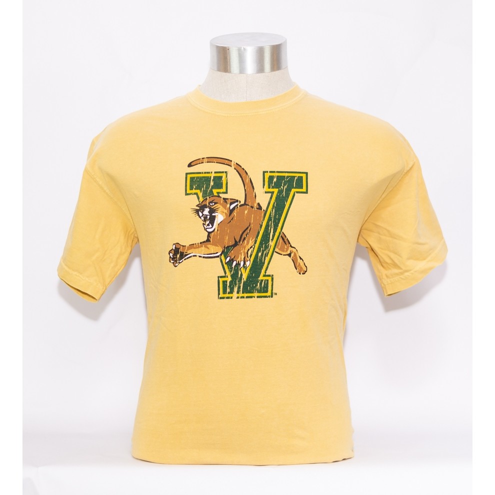 Vcat Tee (Distressed) (Mustard CC)