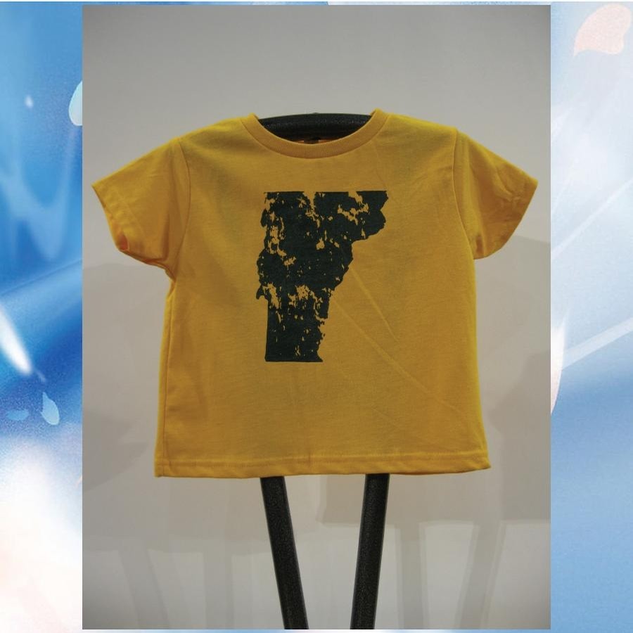 802 VT Distressed State Tee (Toddler) (Yellow/Forest)