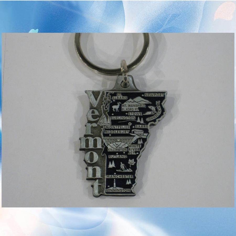 Vermont Illustrating Pewter State Keychain
