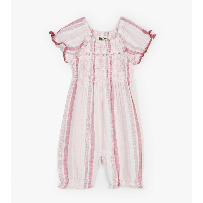 Pink Stripes Baby Puff Sleeve Romper