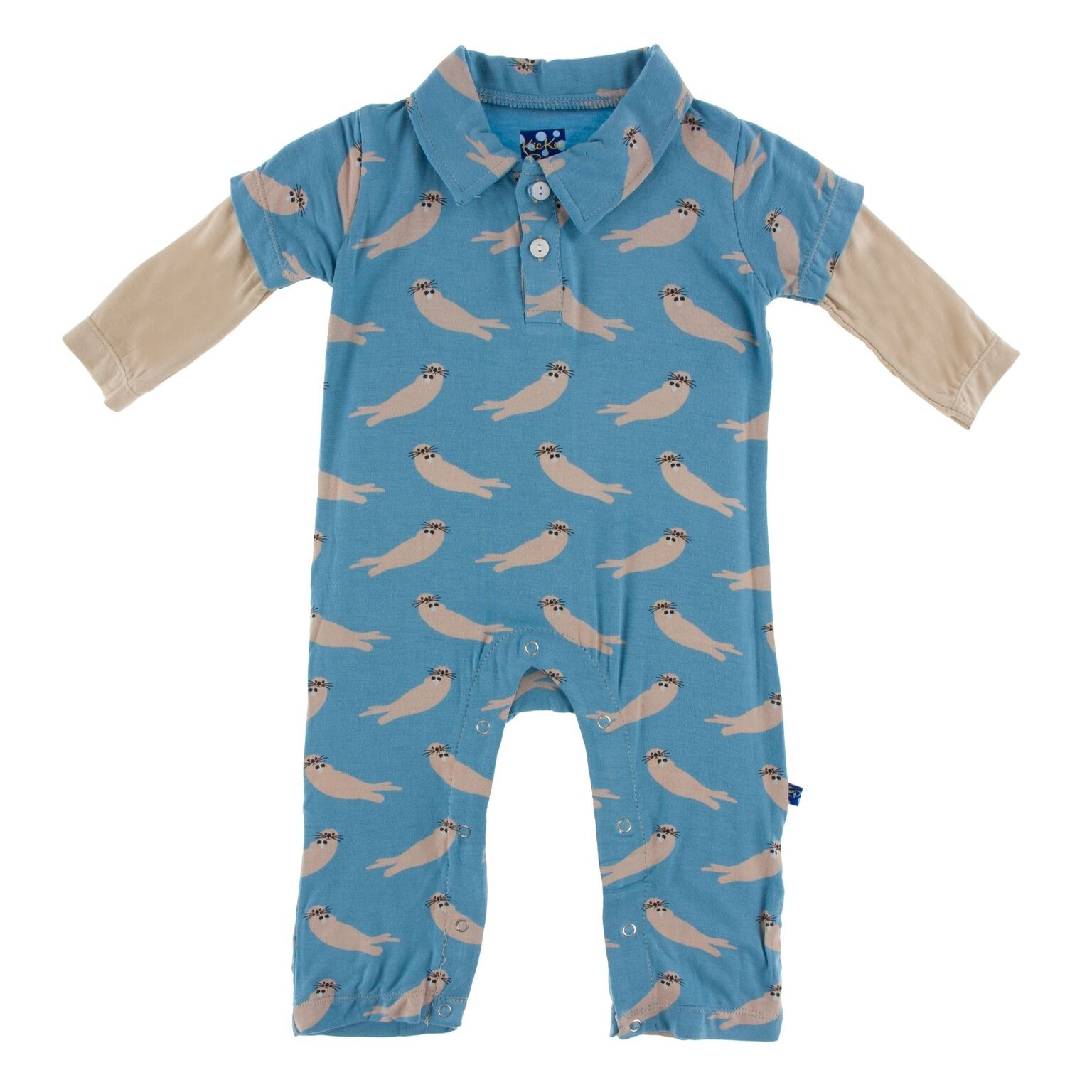 Oceanography - Print Long Sleeve Double Layer Polo Romper