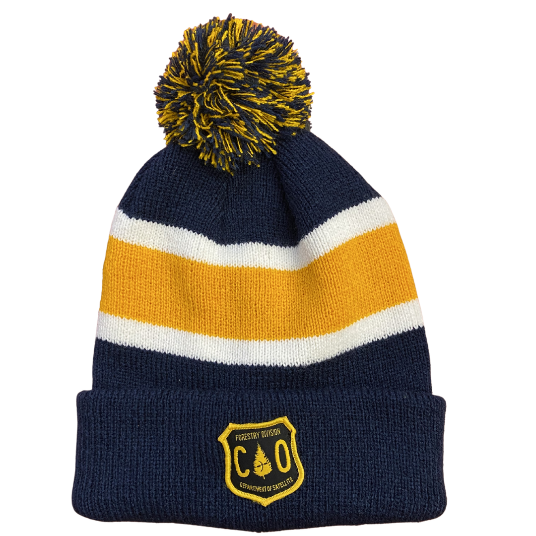 Forestry Division Pom Beanie (Blue/Gold Strip)