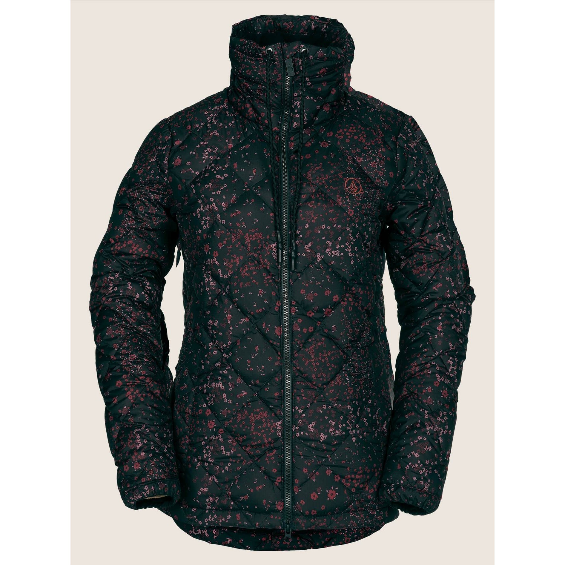 Skies Down Puff Jacket (black floral)