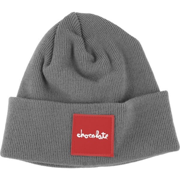 Red square fold beanie (grey)