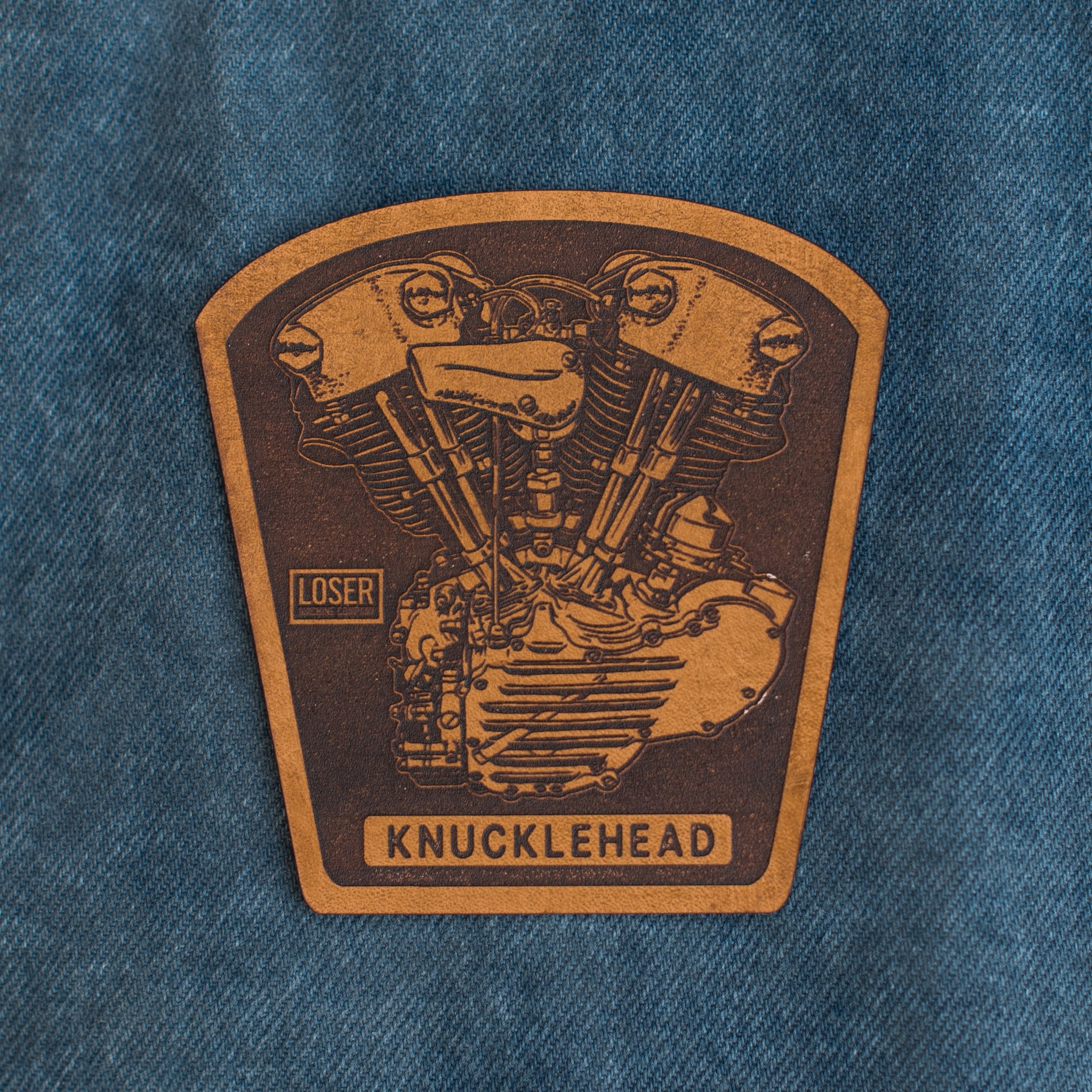 Knucklehead Motor Leather patch (Brown)