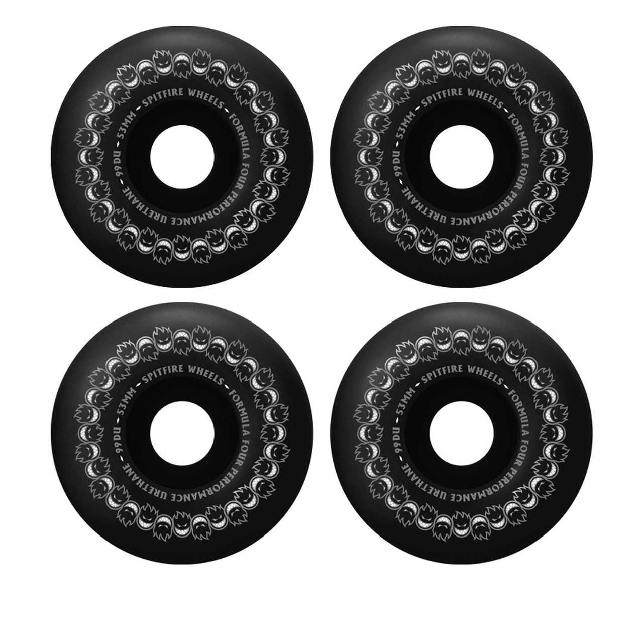 Spitfire Skateboard Wheels F4 99A Repeaters Classic Full Black 53mm 