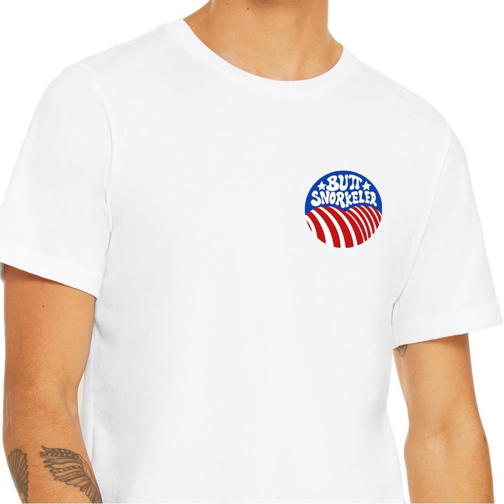 RED WHITE AND BUTT SHIRT