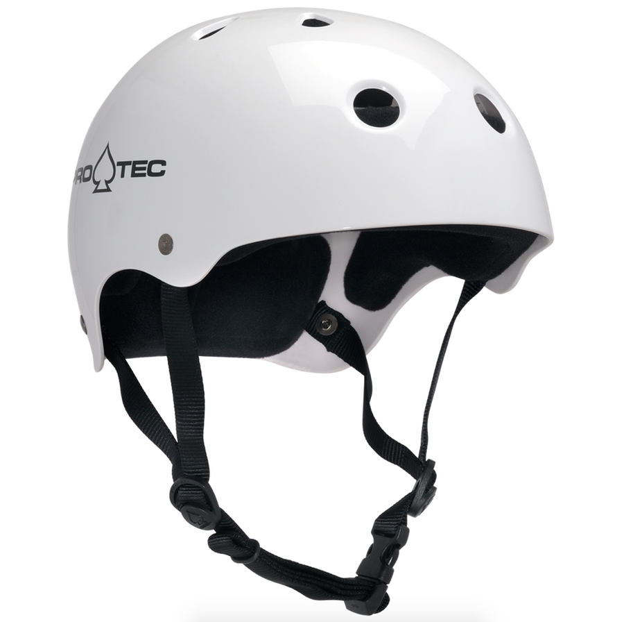 Protec Classic Skate Helmet (Gloss White) Helmets at Switch Skateboarding