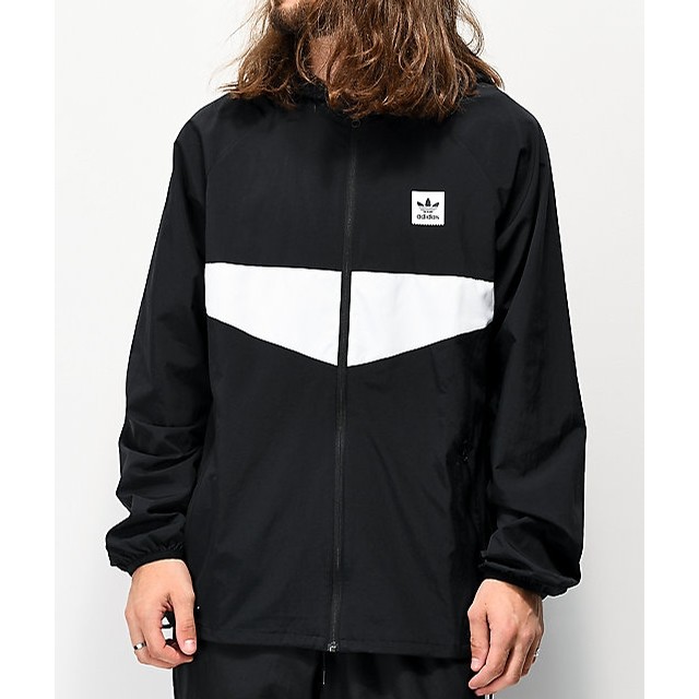 black and white adidas jacket with hood