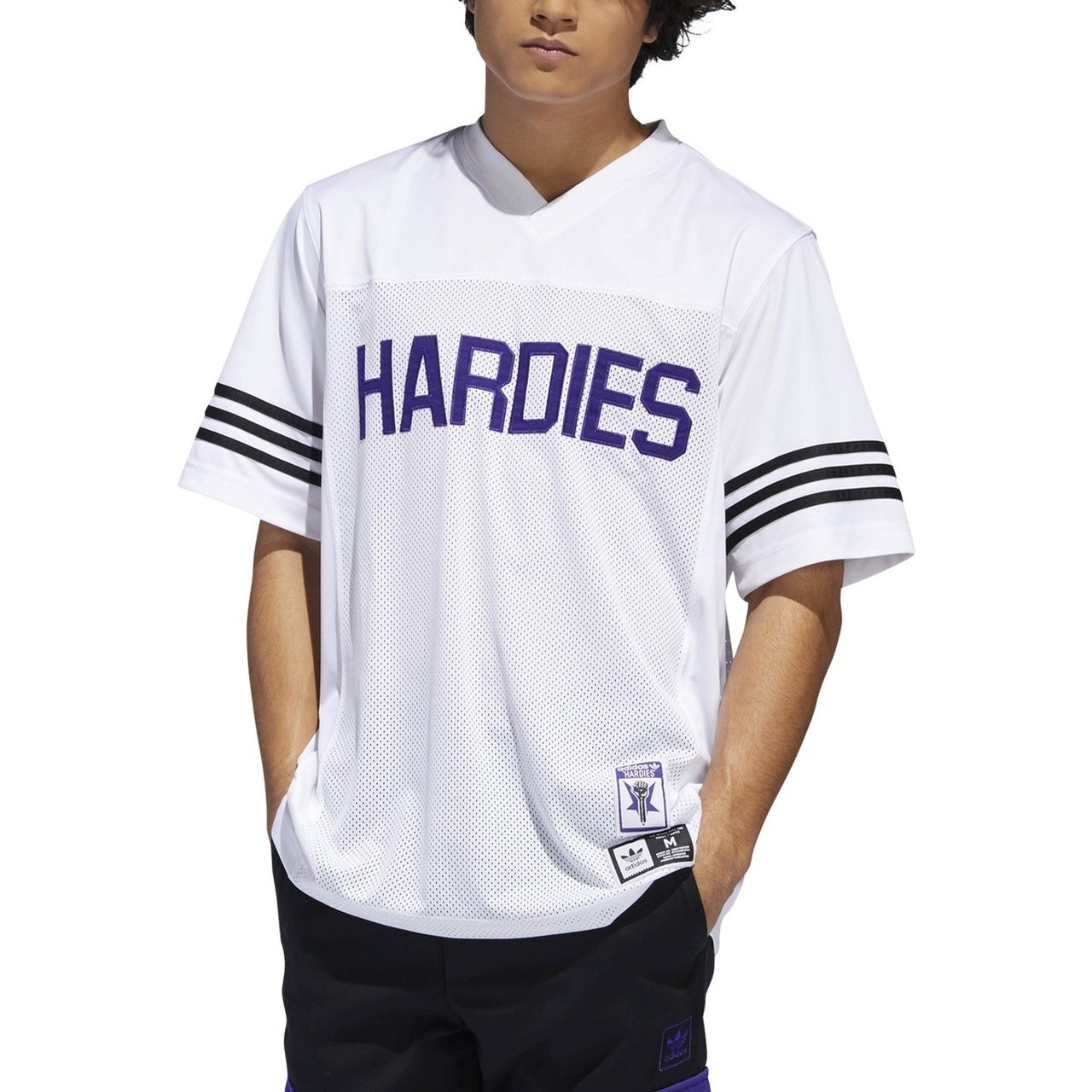 Piscina petróleo fluctuar Adidas Hardies Jersey (White/Collegiate Purple/Black) Short Sleeve at  Switch Skateboarding