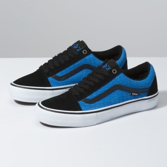 blue and black old school vans