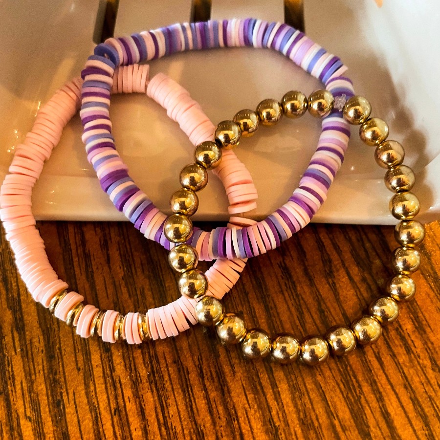 Beads.by.a The girly girl stack purple and gold bracelet jewelry -  accessories bracelets at Treppie