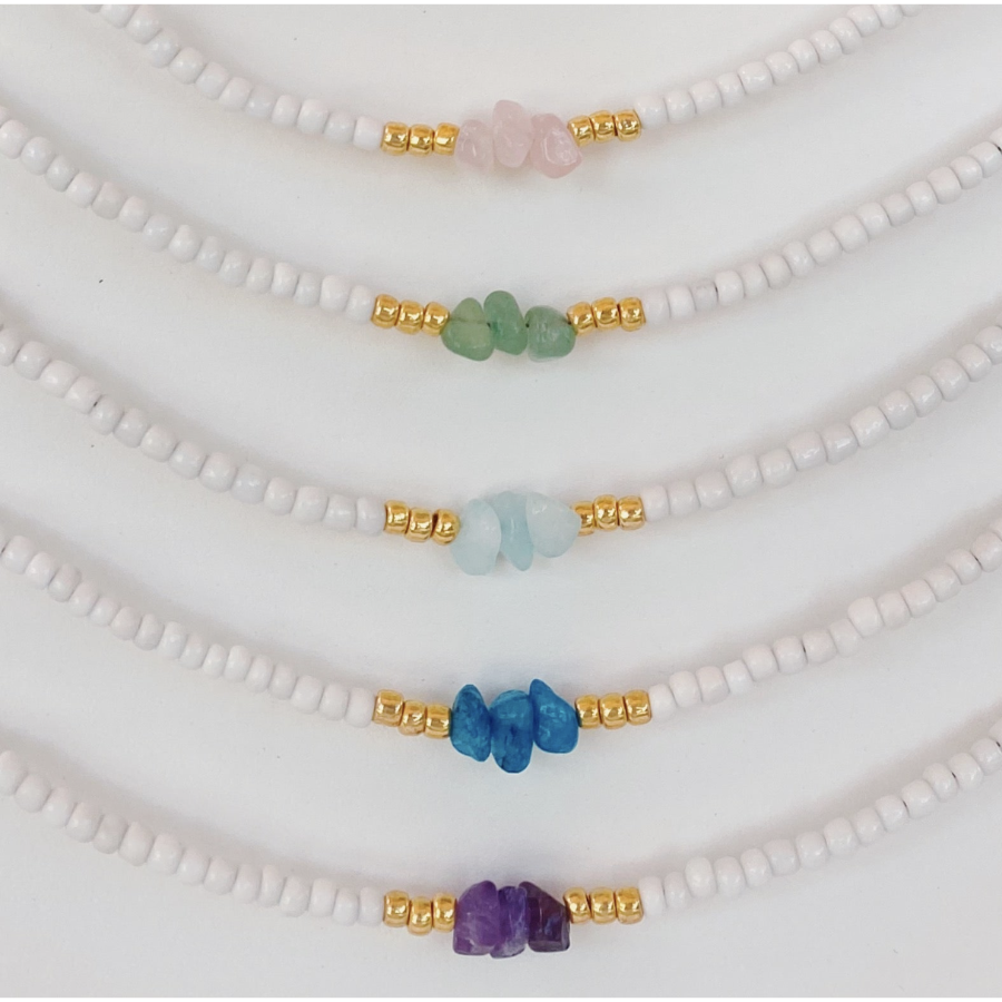 Coastal beads by rebecca Gemstone beaded choker necklace jewelry -  accessories necklaces at Treppie