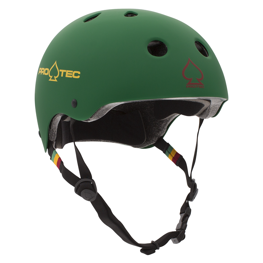 ProTec Classic Certified Matte Rasta Green Helmet Helmets at TriStar