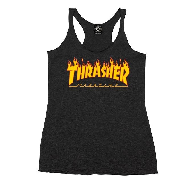 Black Flame Logo Womens Racerback Tank