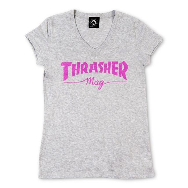 Girls Mag Logo Gray V-Neck Tee