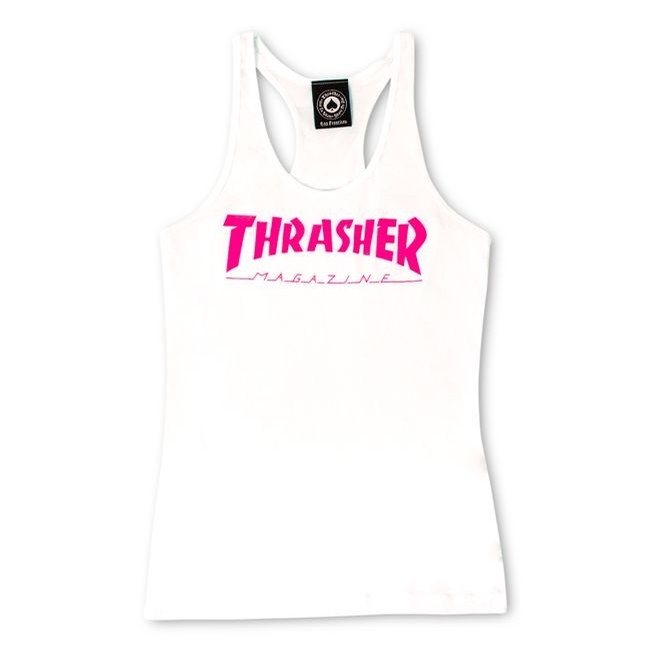 White Magazine Logo Womens Racerback Tank