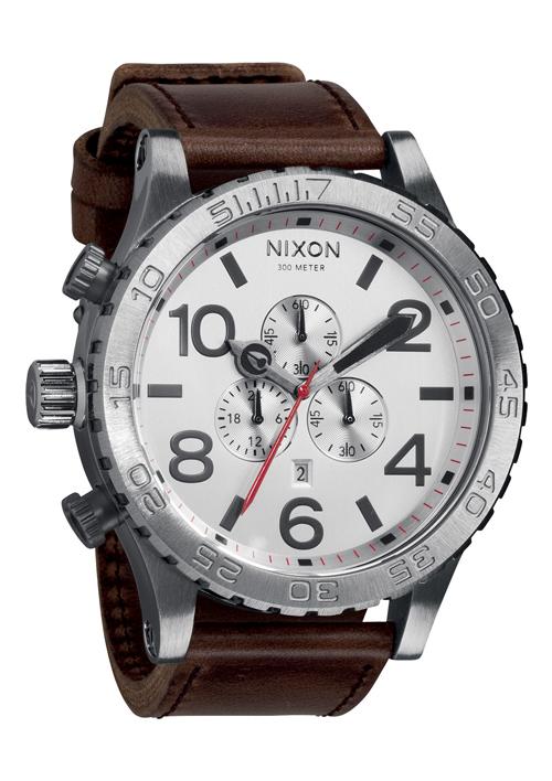 NIXON 51-30 Chrono Orologio Uomo Analogico - 51mm, Impermeabile 30 ATM, Cinturino In Vera Pelle, Cronografo Miyota