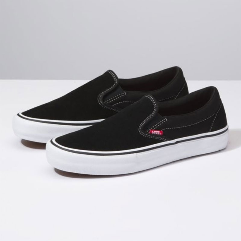 vans slip on pro black white gum