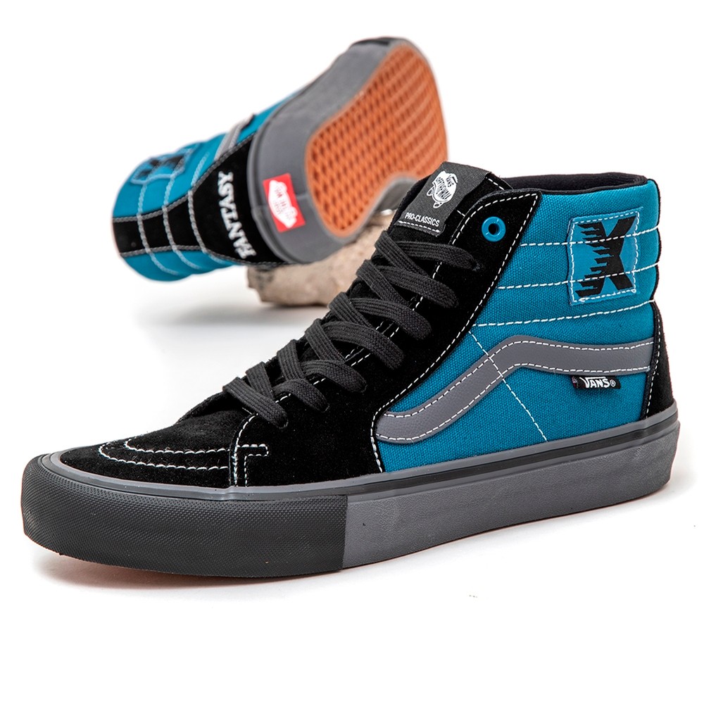 vans blue and black high tops