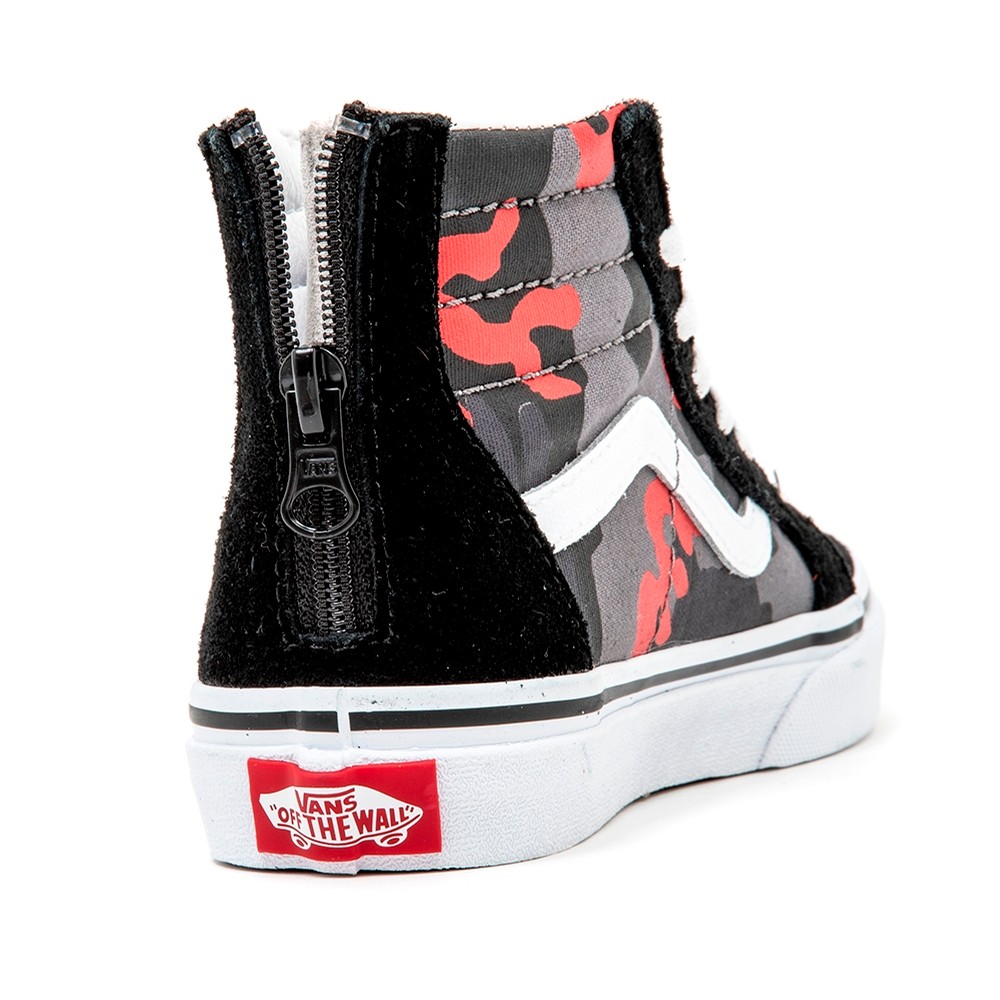 Vans Kids Sk8Hi Zip (Camo) Black / Racing Red VBU Youth Shoes at Uprise