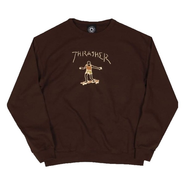 Thrasher Gonz Logo Brown Crewneck Sweatshirt