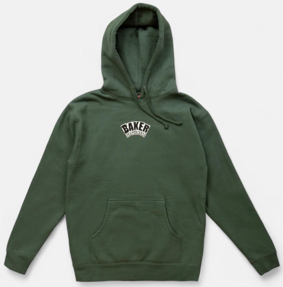 【BAKER SKATEBOARDS】 Arch Logo Hoodie / Army Green xl_baker-skateboards-arch-logo