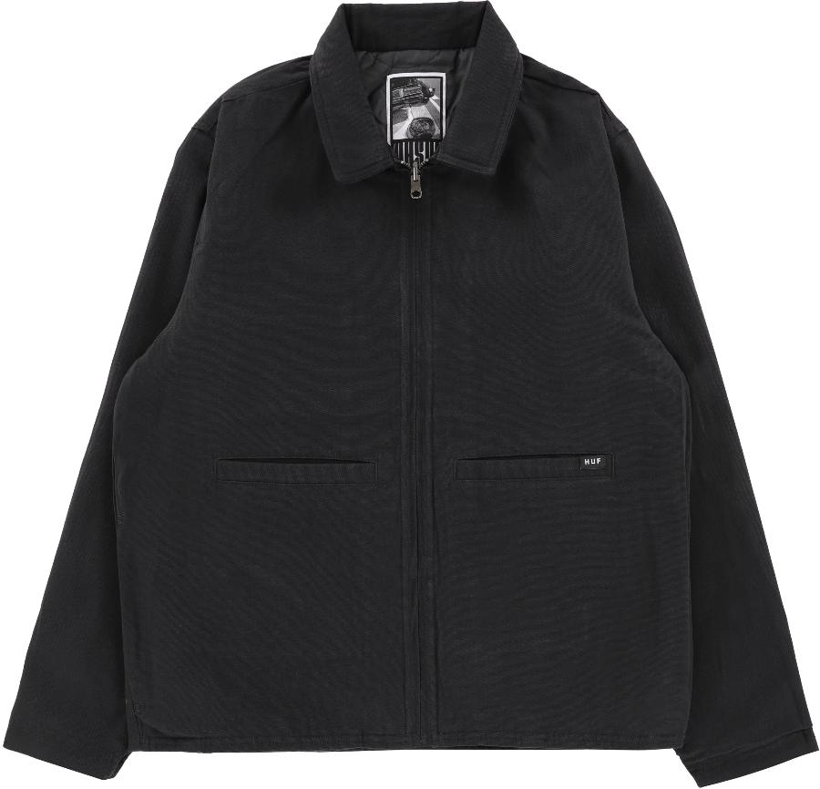 HUF STAX RECORD ZIP JACKET BLACK L Black Zip Jacket | High