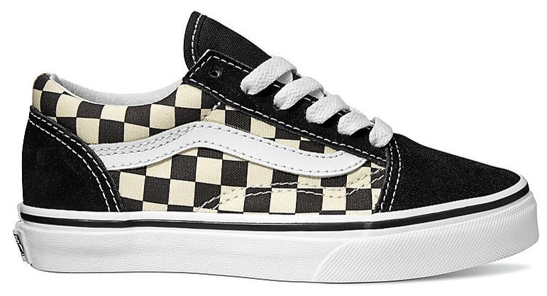 Vans Kids Old Skool (Primary Check) Black/White Youth at Tempe