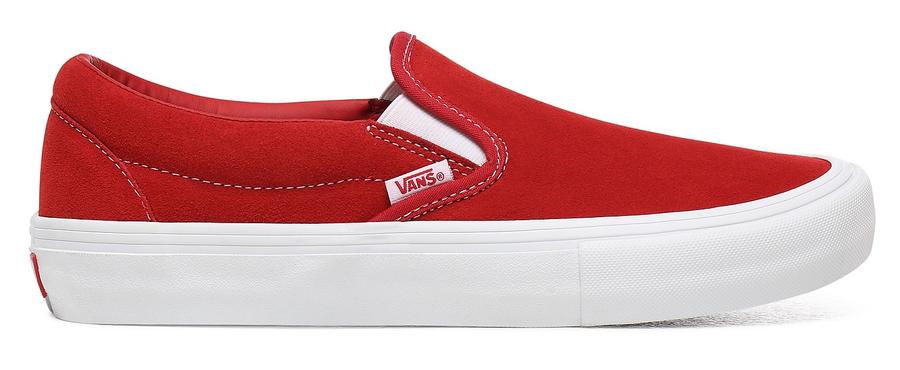 red and white slip on vans