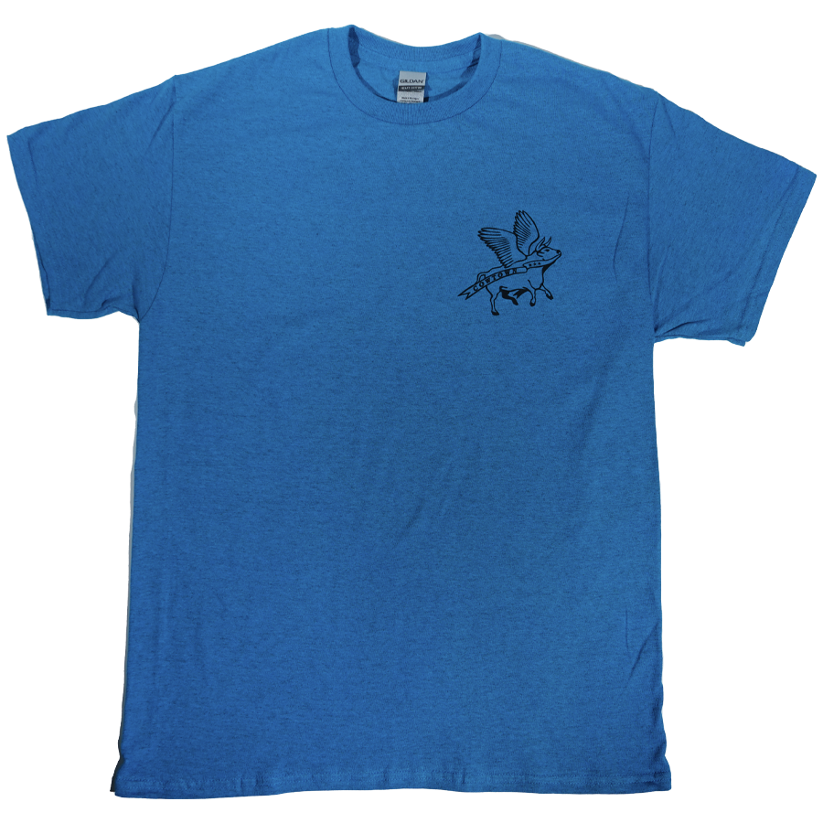 Flying Cow Outline Youth Tee (Antique Sapphire/Black)