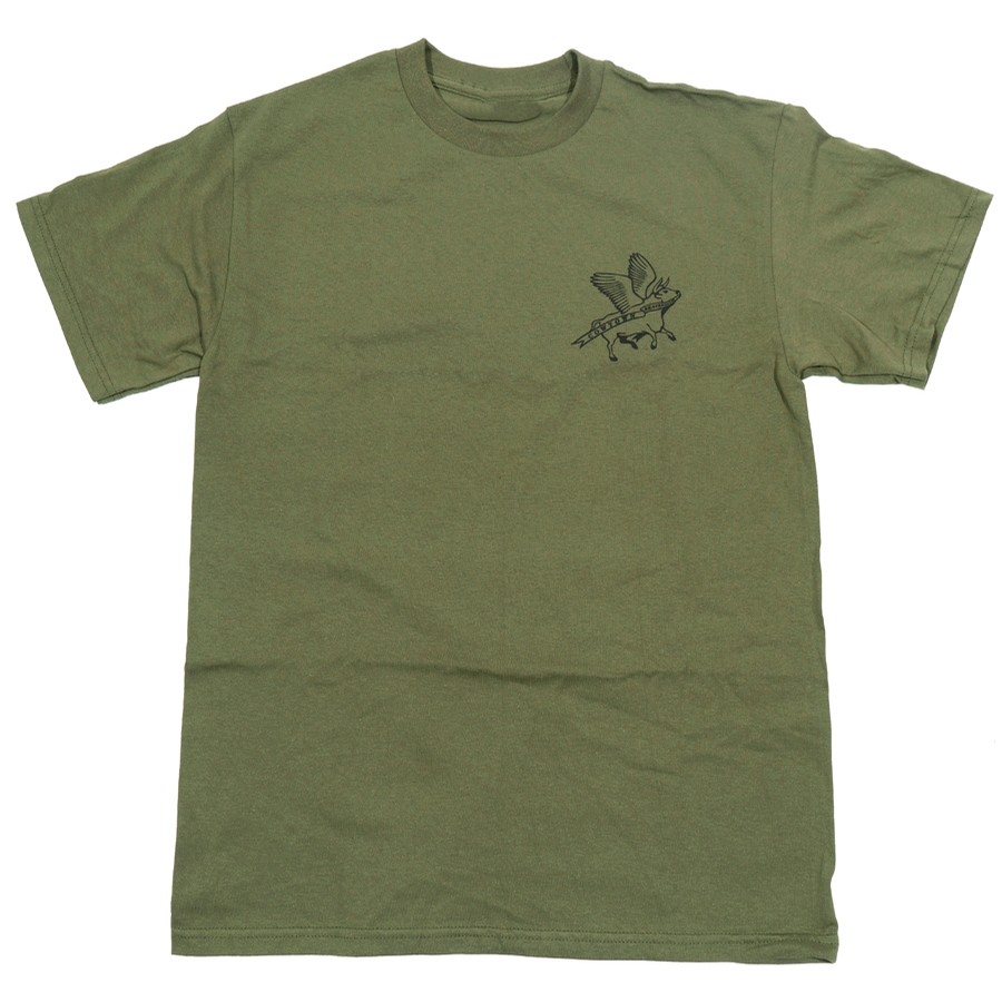 Flying Cow Outline Tee (Military Green/Black)