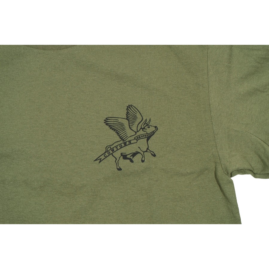 Flying Cow Outline Tee (Military Green/Black)