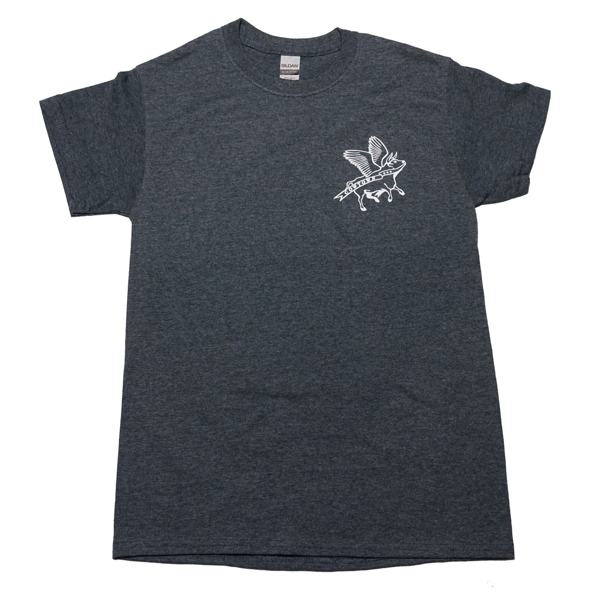 Flying Cow Outline Tee (Dark Heather/White)