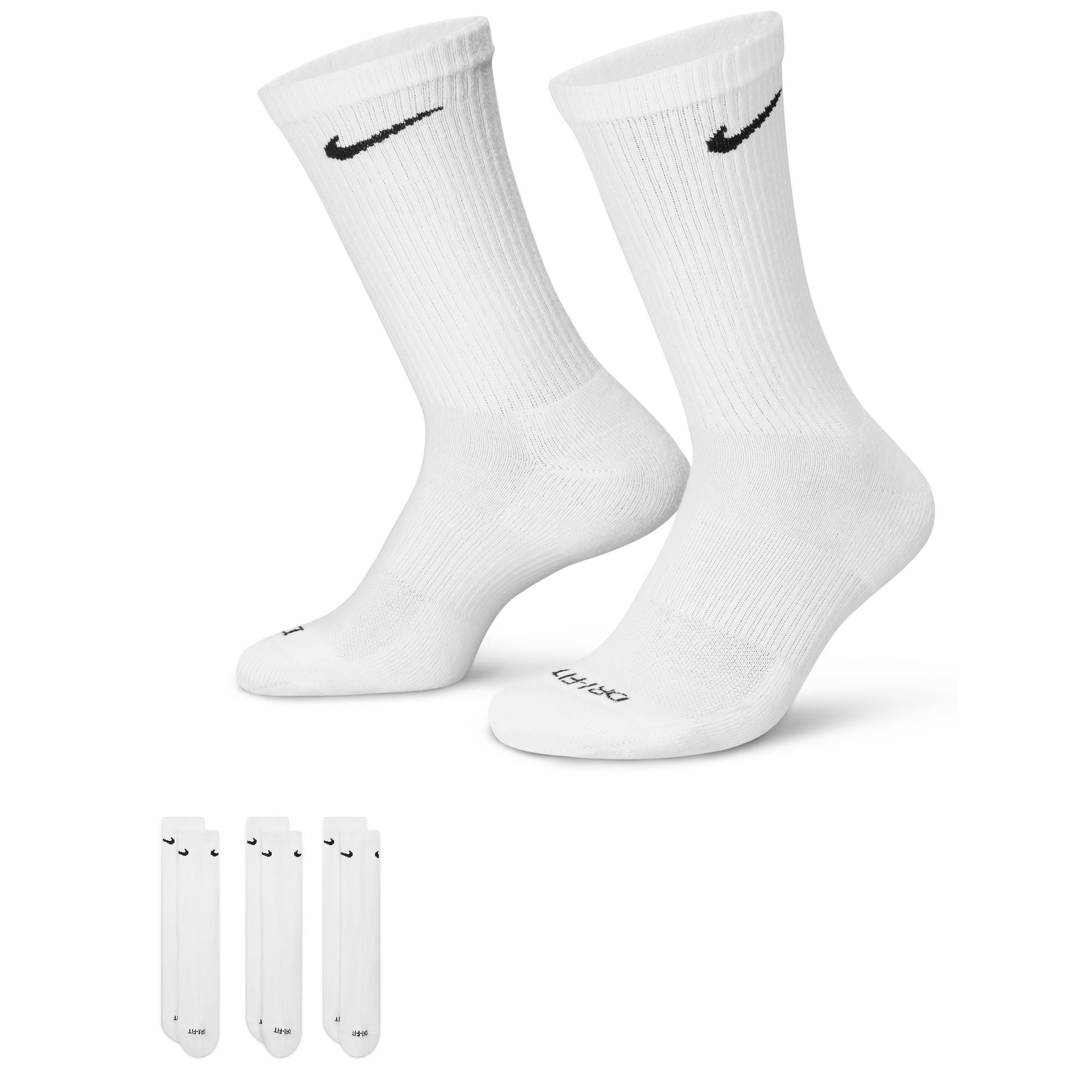 Nike Everyday Plus Cushioned Crew Socks (White/Black)