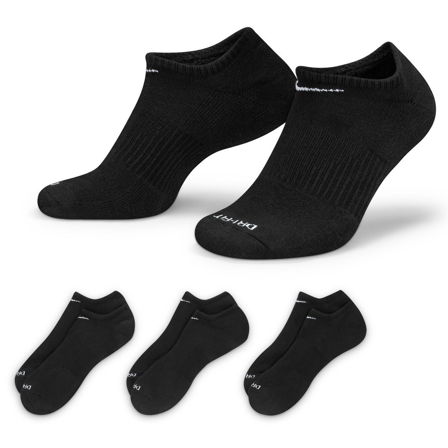Nike Everyday Plus Cushioned No Show Socks (Black/White)