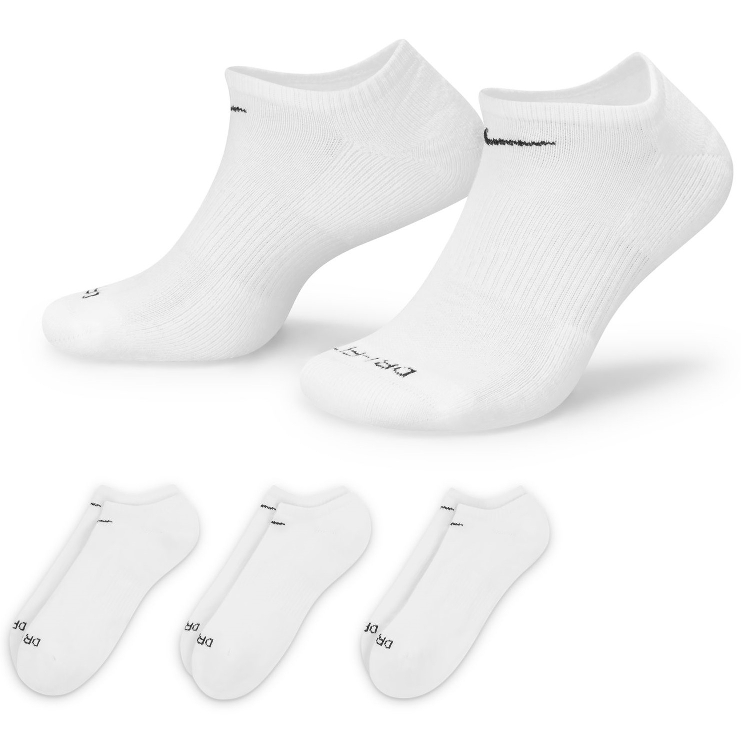 Nike Everyday Plus Cushioned No Show Socks (White/Black)