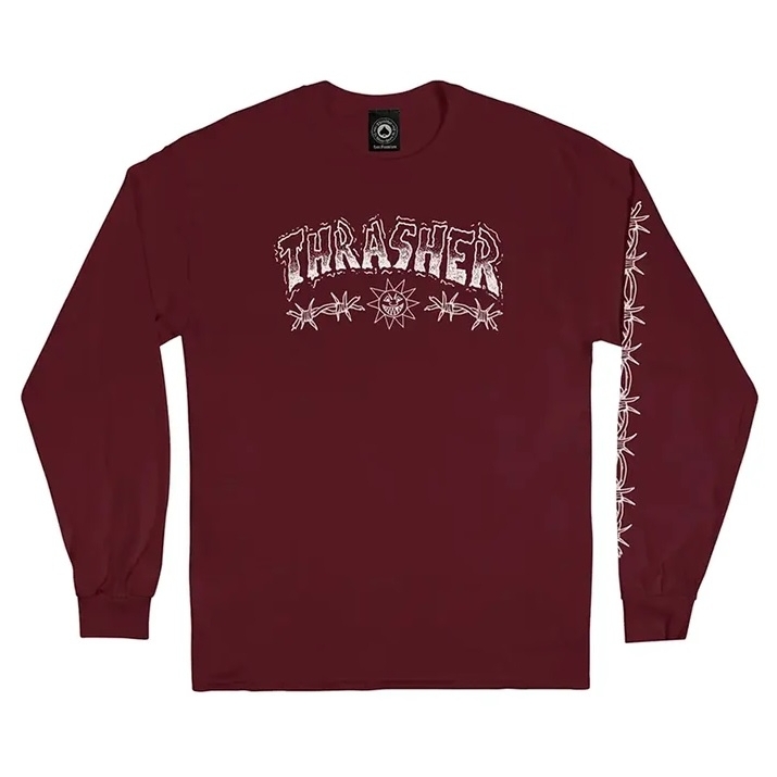 Barbed Wire L/S Tee (Maroon)