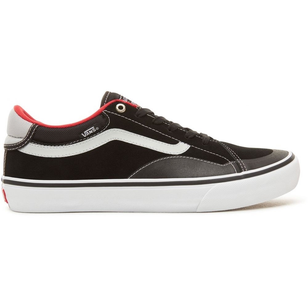 vans black and white and red