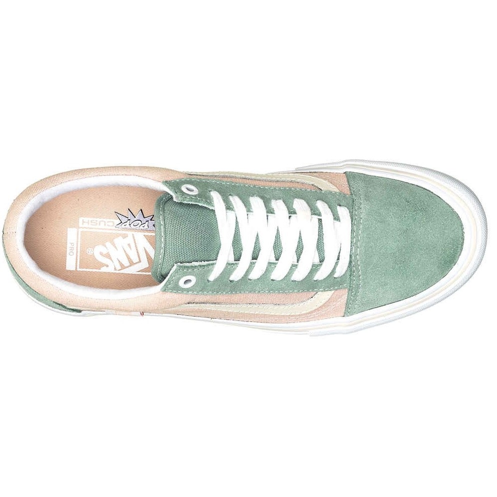 vans old skool pro washed peach & blue skate shoes